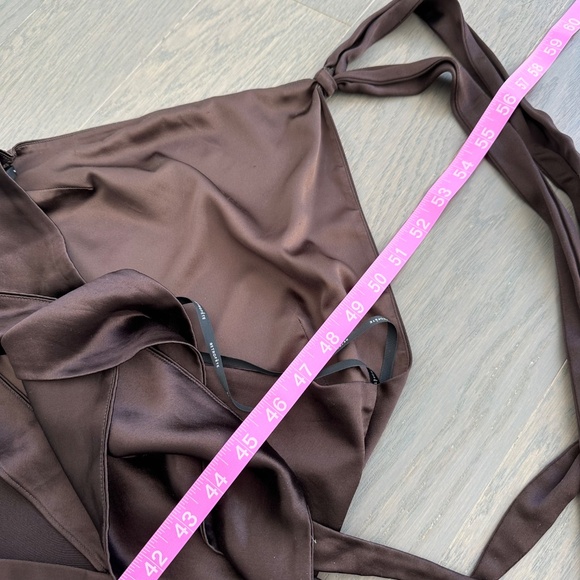 Retrofete Ester Halter Satin Maxi Dress Chocolate Brown Tie Open Back - SMALL - Picture 12 of 12